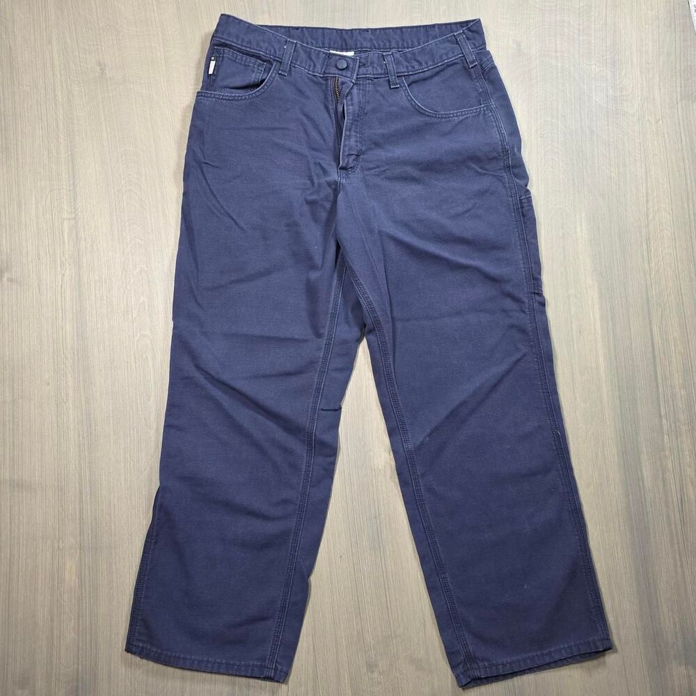 Carharrt Men's Navy Blue Workpants, Size 34" Waist by 30" Length